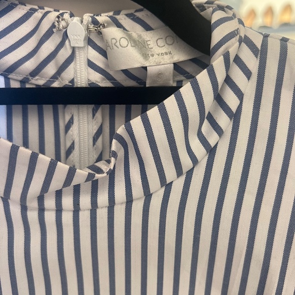 Caroline Constas Blue White Ruffle Stripe Blouse - Picture 3 of 4
